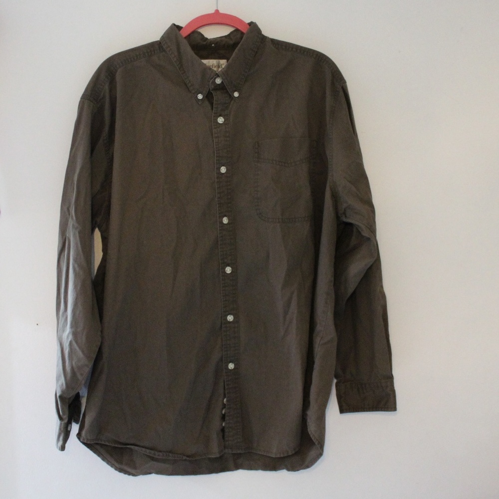 Mens Olive Button Down Shirt Size XL